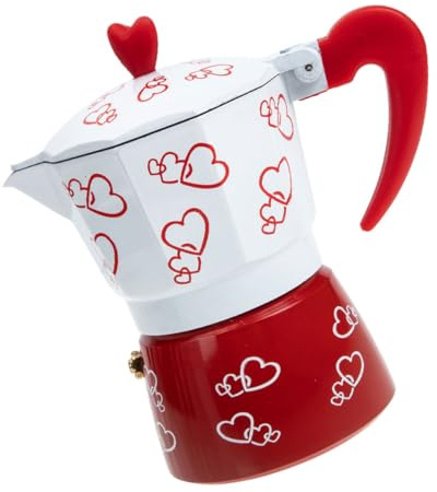 Healifty Cafetière Manuelle à Motif Octogonal Cafetière Expresso Petite Bouilloire Pour Maison (motif Rouge 6 Tasses)