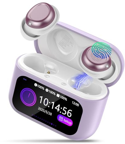 ZYHKON Wireless Ohrhörer für Seitenschläfer, Bluetooth 5.4 Schlafkopfhörer In Ear, 48H Spielzeit Mini Kopfhörer mit HiFi Sound/5 EQ-Modi, Lila