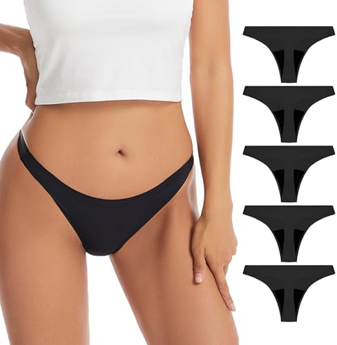 Rbleote 5er Pack Periodenunterschwäsche, Tanga Damen, Menstruationsunterwäsche, Nahtlos und Unsichtbar, Auslaufsicher Während Der Menstruation, für Frauen mit Leichter Periode (Größe L)