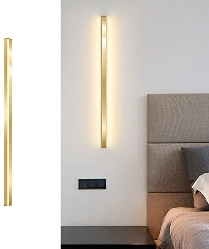 MMRTDJDR Lampade da Parete Applique Lampada da Parete Dorata Lampada da Parete a Striscia Lunga Lampada da Parete a LED, Luci Bianche Calde per testiera 3000K Applique lineari, Lampade da Parete per