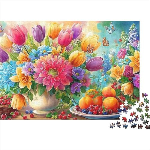 Tulipes colorées et Fruits par Vase Puzzle De 1000 Pièces thématique fruitière Qualité Premium, Excellent Jeu pour Adultes Et Enfants 70x50cm/1000pcs