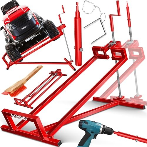 MASKO® Sollevatore XXL per trattorino tosaerba 450 kg, dispositivo di sollevamento, sollevatore universale per trattorino tosaerba, aiuto per la pulizia, +45° di inclinazione regolabile incluso