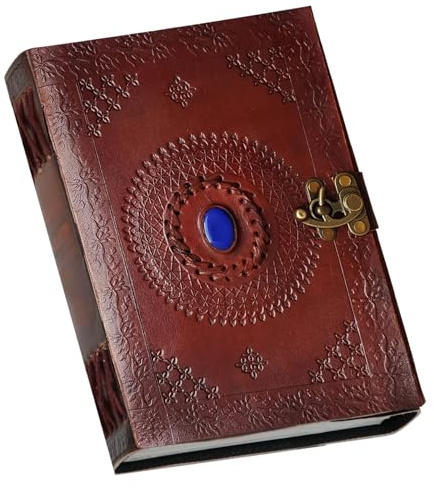 Diario de cuero de 10 pulgadas con bloc de escritura de piedra azul, cuaderno en blanco, bloc de notas hecho a mano para hombres y mujeres, papel sin forro, el mejor regalo, cuaderno de bocetos,