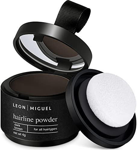 LEON MIGUEL Ansatzpuder - wasserfestes Hairline Powder als perfekten Haar Concealer zum Ansatz kaschieren, unsichtbares Haar Make-up zur Haarverdichtung (Dunkelbraun, Hairline Powder)