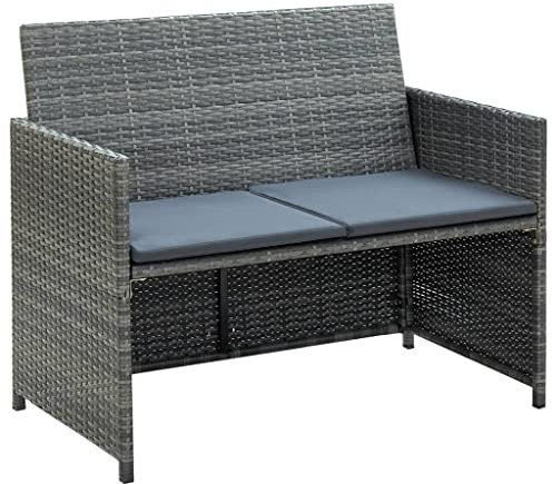 vidaXL Gartensofa 2 Sitzer Poly Rattan Gartenmöbel Sofa Loungesofa Gartenbank