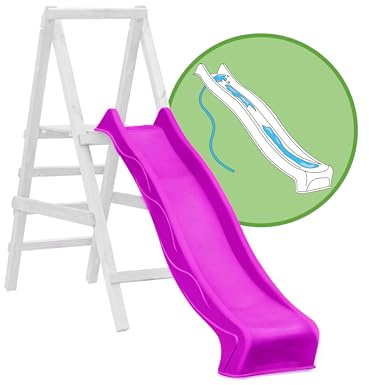 Gartenwelt Riegelsberger Wellenrutsche 290 cm Violett mit Wasseranschluss Anbaurutsche für Podesthöhe 150 cm Kinderrutsche für Spielturm oder Schaukel inkl. Montageschrauben
