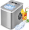 Eiswürfelmaschine, Ice Maker mit Selbstreinigungsfunktion, Eiswürfelmaschinen 12KG/24h, 2 Größen Ice Cube Maker, 9 Eiswürfel in 6 Minuten Eiswürfelbereiter, Leiser Eiswürfelmaschine Crushed Ice