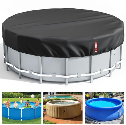 LXKCKJ Runde Poolabdeckung für oberirdische Pools- Lagertank Poolabdeckung mit Kordelzug Design-Whirlpool-Abdeckung Ideal für wasserdicht und staubdicht (2,4 m,Schwarz)