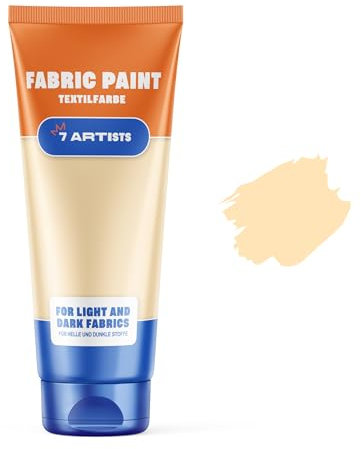 7 Artists Textilfarbe Acrylfarbe Waschmaschinenfest Crème 60 ml – Stoffmalfarben Waschfest für Stofftaschen zum Bemalen, T-Shirt, Leder, Jeans | Fabric Paint für Kleidung, Schuhe