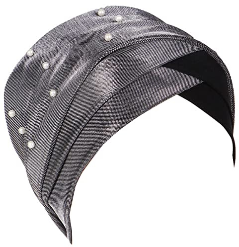 YOFASEN Damen Beanie Hut - Muslimische Hut Haar Abdeckung Hijabs Turban Bandanas Beanie Mütze Kopftuch für Haarausfall Chemo Lange Kurze Haare Schönheit Kopfbedeckungen, Grau