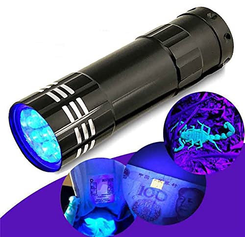 HshDUti Torcia UVs, torcia UVs, luce nera, 9 LED 395nm Ultraviolets torcia elettrica, rivelatore di luce nera per urine di animali domestici, macchie, insetti e scorpioni neri