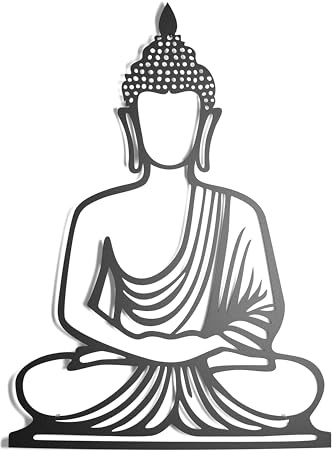 keluly Metalldekoration. Schwebende Wandskulptur mit Schatten aus Stahl. (43 x 31 cm., BUDDHA)