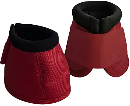 Gallopoff Equine Ballistic Overreach Bell Boots - No-Turn Horse Hoof Protection Boots (Sold in Pairs) WineRed Medium