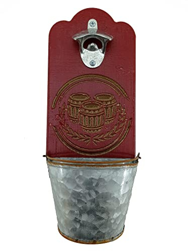 TBQ Cerveza Soda Abrebotellas Vintage Montado de Pared Botellas,Sacacorchos,Abrelatas Colgante y Tenedor de la Tapa,Ideal para Bares,Fiestas,Accesorios,Cocina Casera,Excelente Mejor Regalo (Rojo vino)