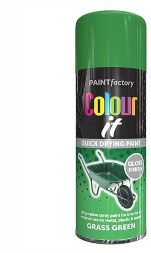 SuperGift.com 2x Grass Green Gloss All Purpose Aerosol Spray Paint 250ml Quick Drying Spray, Fast Dry and Excellent Coverage for Metal, Wood, Plastic and More by Diva Gift