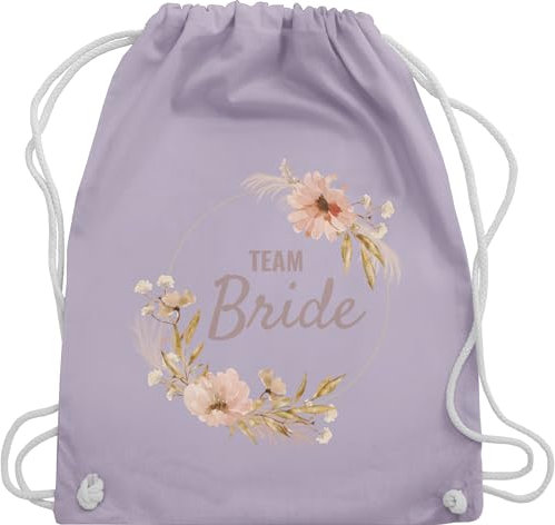 Turnbeutel Rucksack - JGA Junggesellenabschied Frauen - Junggesellinnenabschied Team Bride Boho Blumenkranz Motiv I - Unisize - Pastell Lila - hen party accessories brauttaschen jungesselnabschied