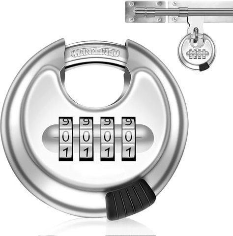 mizikuu Lucchetto Antiscasso, Lucchetto con Grillo in Acciaio Inox Serratura Rotondo Lucchetto a combinazionea 4 cifre grillo Impermeabile Robusto Lucchetto Antiscasso per Capannoni Garage Recinzioni