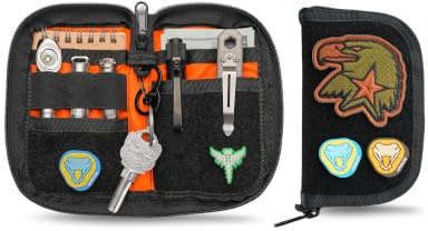 VIPERADE VE20 EDC Pouch Small Pocket Organizer with 8 Compartments, Pocket Tools Pouch with Patches Display Panel, Mini Organizer Bag for Men