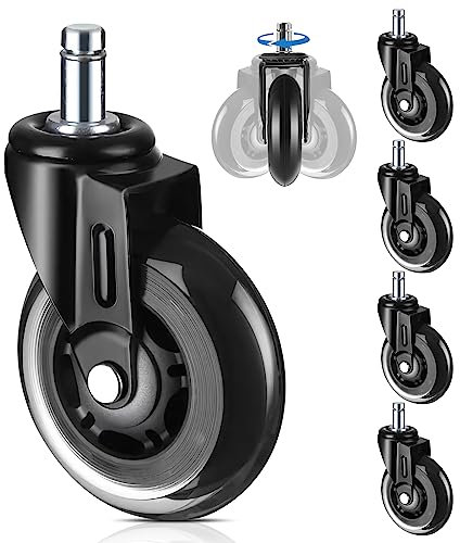 DICLLY Rotelle Sedia Ufficio,11x22 mm,Set di 5 Rotelle Sedia Ufficio Parquet,Silenziose,Resistenti,Antigraffio,Perfette per laminati,tappeti,piastrelle e pavimenti in legno duro