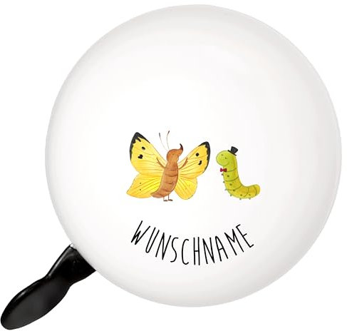 Mr. & Mrs. Panda personalisierte klingel Raupe Schmetterling - Geschenke, Fahrradklingel mit Motiv, Aufwachsen, Hut, Entwicklung, personalisiert, Zitronenfalter, Namen, Lustige Sprüche