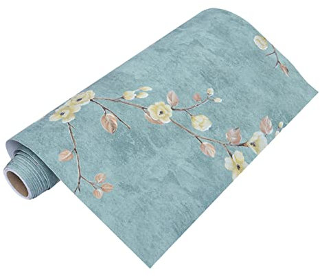DOITOOL Papier Peint Autocollant Vert Rétro en Tissu Non Tissé, Imperméable, Amovible sans Résidu, pour Mur Peint ou Chambre D’garçon et Filles