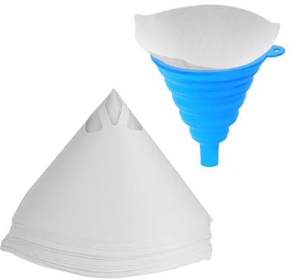 JNNJ 101 Piezas Coladores De Pintura Embudo Plegable Plegable, Filtros De Papel Desechables Con 1 Embudo De Silicona, Coladores Pintura Filtro Resina Para Pintura En Aerosol Automoción(Azul)