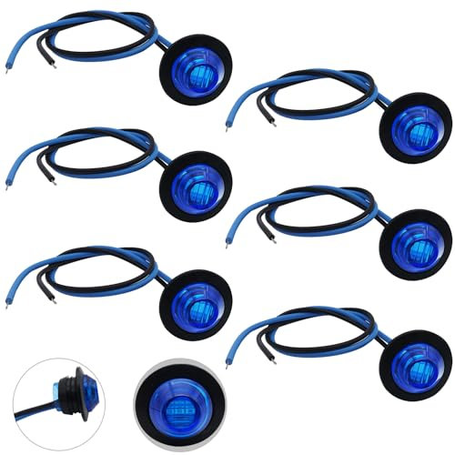 CTRICALVER Side Marker Lights Blue, LED Marker Lights, LED Side Lights 12V/24V Universal, 6Pcs Trailer Side Lights, Suitable for Bus, Trucks, Trailers, Cab Labels, Taillight Brake Light
