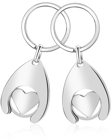 ACIELANNA Portachiavi Heart con Gettone Carrello Spesa, 2 Pezzi Moneta Carrello Spesa, Sblocco Carrello Spesa per Supermercato Carrelli(Cuore) Regalo di San Valentino per il vostro partner