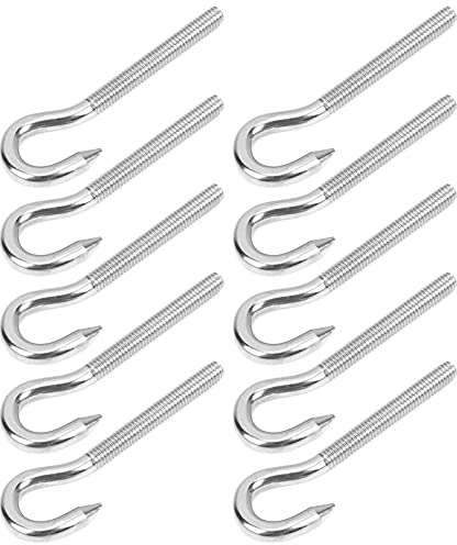 Keenso 10 ganchos de tornillo de acero inoxidable de alta dureza con rosca uniforme, a prueba de xido, ideal para productos electrnicos, industria qumica o equipos mecnicos, muebles (M6