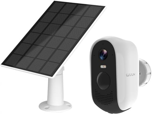 WUUK Add-on Solar Überwachungskamera Aussen Akku 2K, Erfordert Basisstation | Ohne ABO, Nachtsicht, Personen- und Bewegungs-Erkennung, 2.4/5GHz WLAN, Kompatibel Mit Alexa & Google