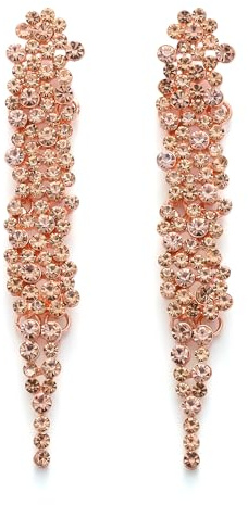 EVER FAITH Statement Ohrringe Strass Kristall Bankett lange Kronleuchter baumeln Ohrstecker für Damen Prom Hochzeit Braut Champagner Rosegold