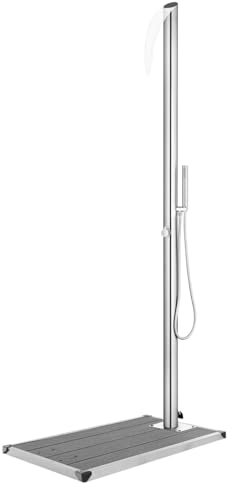Rantry trädgårdsdusch med grå bas 225 cm rostfritt stål 463 pool- och spa-tillbehör
