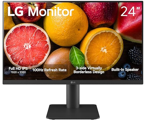 LG 24MS550-B 24 inch IPS FHD (1920x1080) 100Hz 5ms Reader Mode Tilt/Height Adjustable Stand Built in Speaker Borderless Design OnScreen Control Black Stabilizer DAS Crosshair HDMI Black