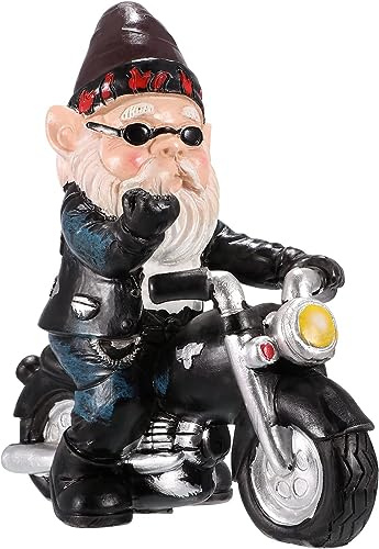 TANMXIN Garden Statue, Black Resin Gnome Figurine, Motorcycle Theme, Outdoor, Floor Mount, Folk Art, All Seasons, Wedding & Anniversary