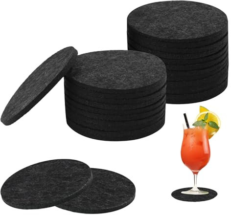 alwaiiz 30 Stück Filzuntersetzer Rund, rutschfest und Hitzebeständig Untersetzer Filz, Filz Untersetzer für Gläser, Geeignet für Gläser, Becher und Kaffeetassen