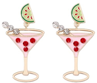 Martini Earrings for Women Martini Wine Glass Dangle Earrings Sparkly Martini Glass Crystal Earrings Wine Bottle Earrings Rhinestone Beads Martini Glass Earrings New Year Jewelry Christmas Gifts,