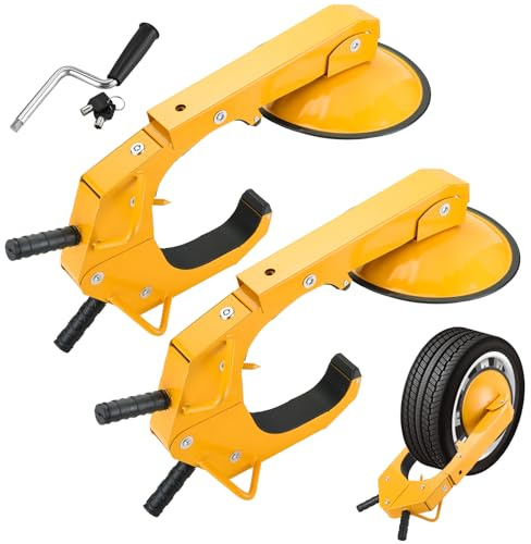 NATGAI Trailer Wheel Lock Clamp Set | 2 Pack Heavy-Duty Adjustable Car Tire Boot Lock, Anti-Theft Tire Lock for Cars, Trucks, RVs, and Trailers, Trailer Wheel Lock with Dual Keys Security (2 Pack)