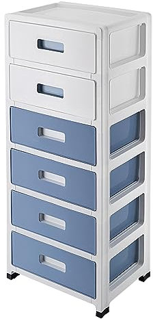 Meuble de rangement à 6 tiroirs, en plastique, avec roulettes, tour de rangement avec tiroirs et roulettes pour chambre à coucher, bureau