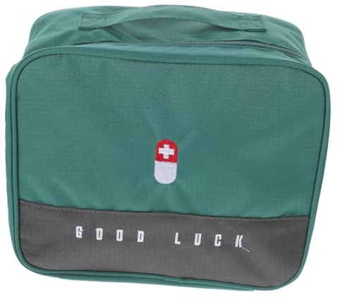 Borsa Pronto Soccorso Medica Portatile Capiente Verde per Casa | Tessuto Oxford in Poliestere, Scomparti Multipli Separazione Interna, Struttura Rigida Ergonomica
