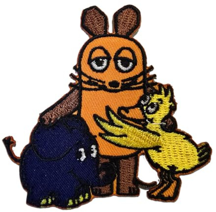 Mono-Quick Sendung Mit Der Maus Kinder Trio Aufnäher zum Aufbügeln 6 x 6 cm Bügelbild für Kinder Mädchen mit Lieblingstier Wild, Bügelpatch Patches Bügelflicken