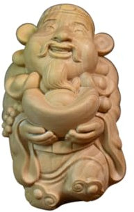 Ciieeo God of Fortune Decor Hand Carved Wooden Statue Home Decor Desktop Decoration Ornament