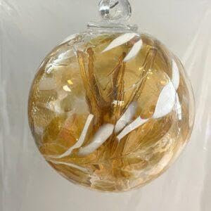 Kugel zum hängen mit Innenleben Bunte Glaskugel Ornament Amber weiß klar Fensterdekoration mundgeblasenes Kristallglas Durchmesser ca. 15 cm
