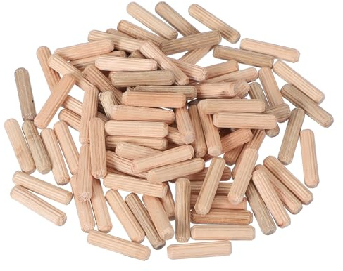 PATIKIL Träpluggar stift 1/4 tum x 3/4 tum (6 mm x 20 mm) raka pluggstänger trä räfflade pluggar stavar för hantverksmöbler gör-det-själv träräv 100