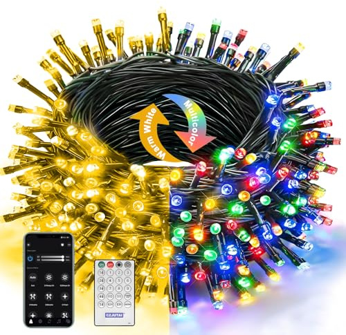 Anmossi Guirnalda Luces LED Inteligentes,30m 300 LED Luces Navidad,Control por APP,Sincronización Música,Impermeable Guirnalda Luminosas,para Navidad,Fiestas,Decoración de Jardín,Blanco Cálido y Color