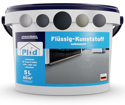 Plid® Plastique liquide intérieur extérieur gris anthracite 5 L – Peinture béton imperméable, protection sols et murs, revêtement terrasse, atelier, cave, PVC