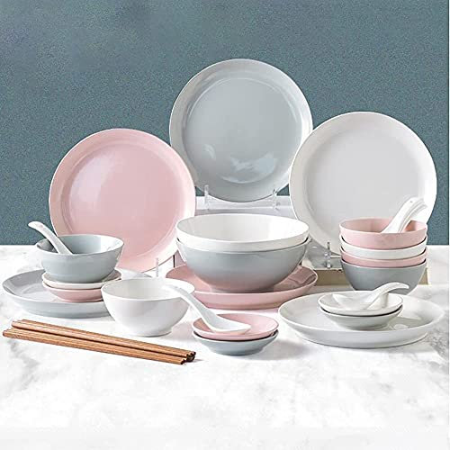 SGKOMN Service de Table, Assiettes et Bols en céramique | Service de 32 Plats à pâtes de Style Japonais – Assiettes colorées pour Restaurant, fête de Famille, Colorful