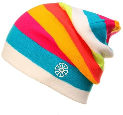 DONGKER Cappello Arcobaleno Lavorato a Maglia, Berretto da Sci Pattinaggio Striscia a Doppia Maglia, Cappello Berretto per Circonferenza della Testa di Donne/Uomini 55-61 cm