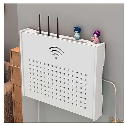 DONGGANSHI Router Storage Box Big WiFi Router Shelf Creative TV Set-Top Boxes,Wall-Mounted Wireless Router Storage Box Decorative Cable Management Hider Box for Home Office,Plug Board -B-Large