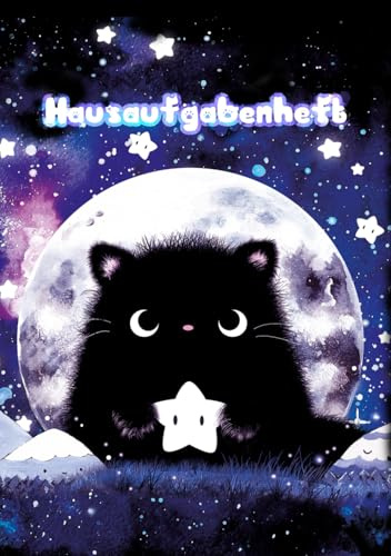 Süsse Katzen mit Sternen Hausaufgabenheft, Stundenplan, Notenübersicht, farbig illustriert, 71 Seiten, A5: Hausaufgaben mit Kater Moo im Galaxy Design