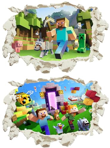 Cartone Animato Adesivi Murali, 2 Pezzi 3D Game Adesivo Murale Decorazione Da Parete, Cartoon Adesivi Parete Stanza Bambini, Sticker Muro, per Cameretta Bambino, Soggiorno Decorazione